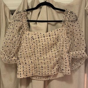 H&M Polka Dot Tulle Cropped Blouse